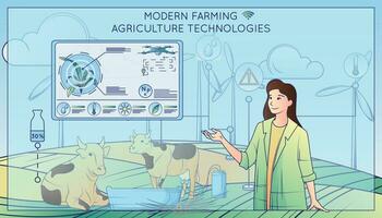 Modern Agriculture Technologies Composition vector