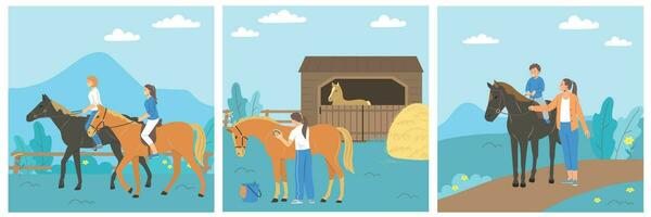 Horses Flat Set vector