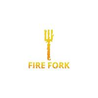 Fork logo with burning fire. vector