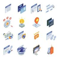 Isometric SEO Icon Set vector