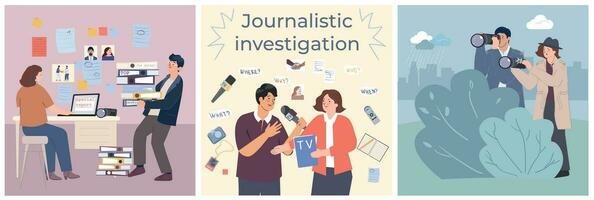 Journalistic Investigations Square Compositions vector
