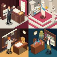 Isometric Famous Scientists Compositions vector