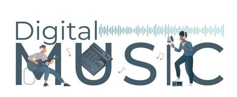 Digital Music Flat Text vector