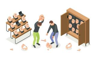Social Masks Isometric Composition vector