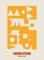 abstract geometric yellow retro poster with text vector illustratiom