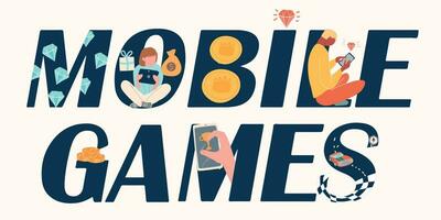 Mobile Games Text Composition vector