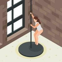 Pole Dancer Isometric Background vector