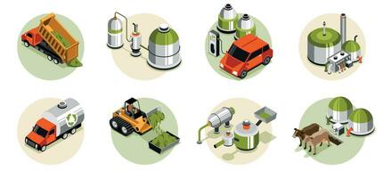 Biogas Isometric Round Compositions vector