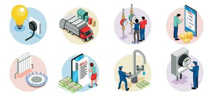 Public Utilities Isometric Round Compositions vector