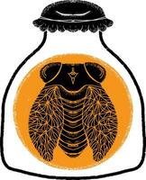 a jar with an insect inside vector