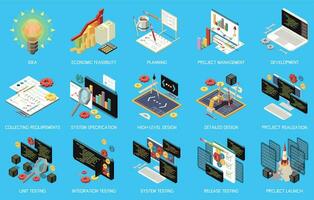 V Model Isometric Compositions vector