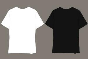 TShirt Mockup vector template. Blank Black and white T-Shirts Front view presentation for print. Men's white and black Mock-up Ready to replace design. Short sleeve casual cloth t-shirt.