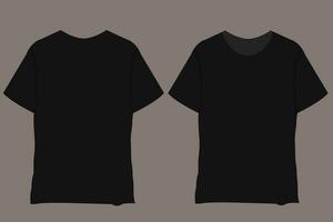 TShirt Mockup vector template. Blank Black T-Shirts Front view presentation for print. Men's black Mock-up Ready to replace design. Short sleeve casual cloth t-shirt.