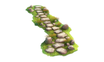 pathway created with irregularly shaped stepping stones, giving a natural on transparent backgrounds . AI Generated png