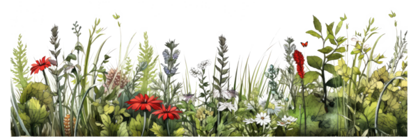 Nahansicht von Gras mit Blumen . ai generiert png