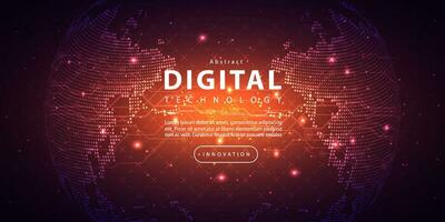 Abstract digital technology futuristic circuit blue orange background, Cyber science tech, Innovation communication future, Ai big data, internet network connection, Cloud hi-tech illustration vector