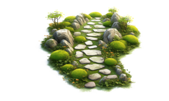 pathway created with irregularly shaped stepping stones, giving a natural on transparent backgrounds . AI Generated png