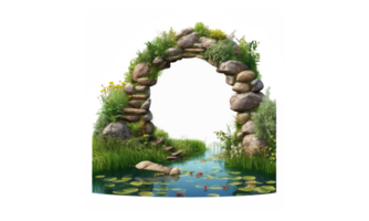 natural stone arch in the forest . AI Generated png