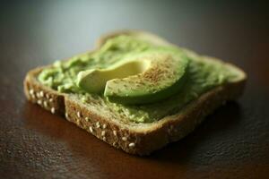 Sliced Avocado toast with sesame seeds on it Generative AI photo