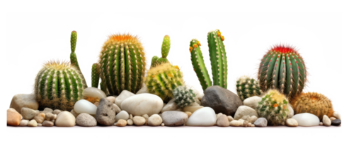 small rocks and cactus and green desert sunlight . AI Generated png