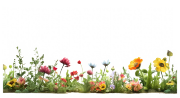 helder voorjaar bloemen grens met wild planten . ai gegenereerd png