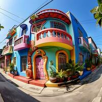 Colorful 360 Degrees Panorama House of Bedroom Interior Generated By Ai photo