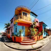 Colorful 360 Degrees Panorama House of Bedroom Interior Generated By Ai photo