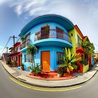 Colorful 360 Degrees Panorama House of Bedroom Interior Generated By Ai photo