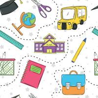 Seamless pattern background with school supply icons Vector
