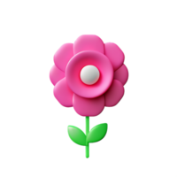 rosa blomma 3d tolkning ikon illustration png