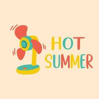 Electric fan.Cartoon vector illustration of hot summer.