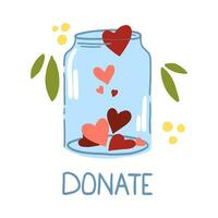 The concept of donation jar concept. Fundraising. Donate help. vector