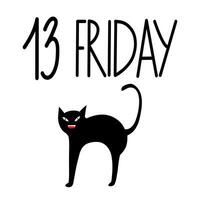 ilustración de un negro gato con el palabra viernes el 13 vector ilustración