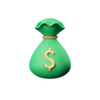 dinero bolso 3d representación icono ilustración png