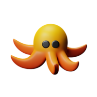 octopus 3d rendering icon illustration png