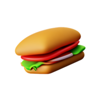 sandwich 3d rendering icon illustration png