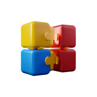 puzzle 3d rendering icon illustration png