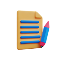 document 3d rendering icon illustration png