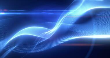 Blue glowing magic waves from energy particles abstract background photo