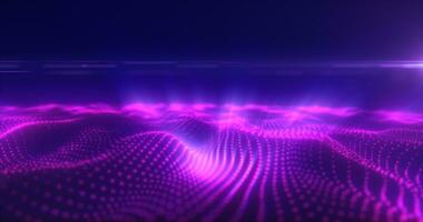 Abstract purple energy surface with magic waves of particles and points with an endation background of blur and glow with an abstract background photo