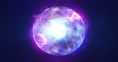 resumen energía esfera con brillante brillante partículas energía científico futurista de alta tecnología antecedentes foto