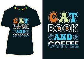 café gato camiseta diseño vector