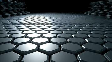 Abstract background with hexagonal tiles. Tech styled hex pattern. Generated AI. photo