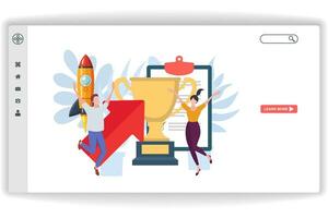 Two women having fun. website page Success Permormance. Modern flat design concept of web page design for website and mobile website vector