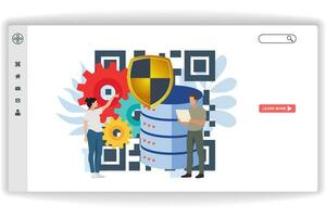 A man observing business protection. website page Business Protection. Modern flat design concept of web page design for website and mobile website vector