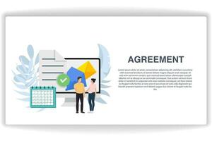 Women and men shaking hands. website page Agreement. Modern flat design concept of web page design for website and mobile website vector