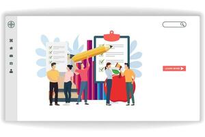 un hombre participación un lápiz. sitio web página trabajo en equipo proyecto. moderno plano diseño concepto de web página diseño para sitio web y móvil sitio web vector
