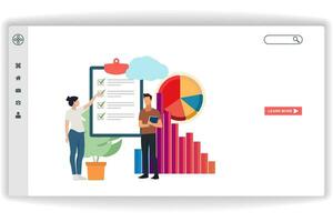 A man is carrying a book. website page Data Analitycs. Modern flat design concept of web page design for website and mobile website vector