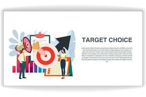 A man was pointing at the dartboard. website page Target Choice. Modern flat design concept of web page design for website and mobile website vector