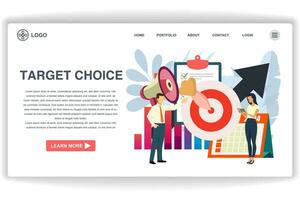 A man was pointing at the dartboard. website page Target Choice. Modern flat design concept of web page design for website and mobile website vector